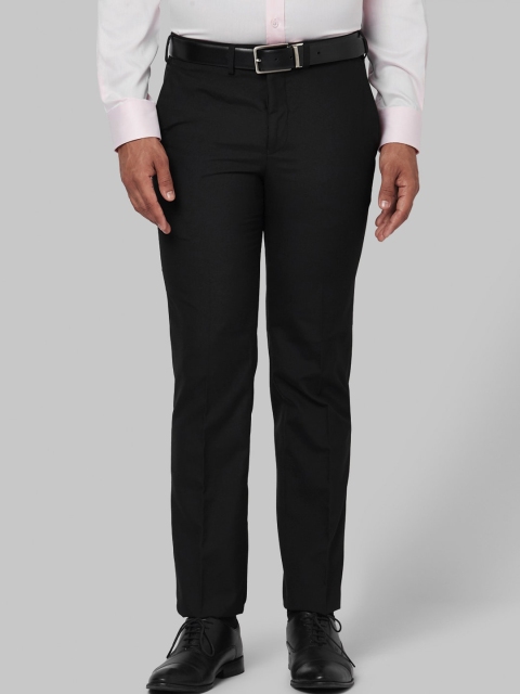 Park Avenue Men Black Skinny Fit Solid Formal Trousers