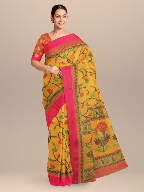 KLM Fashion Mall Yellow Printed Saree