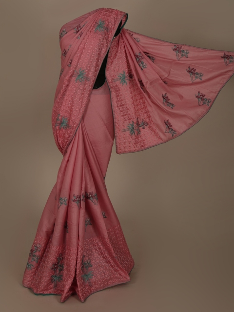Pothys Pink Embroidered Jute Silk Saree