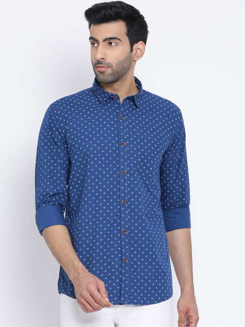 Richlook Men Blue Slim Fit Printed Casual Shirt
