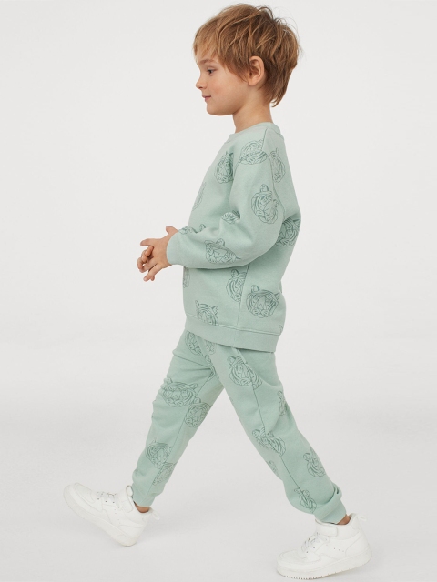 H&M Boys Green Solid Joggers