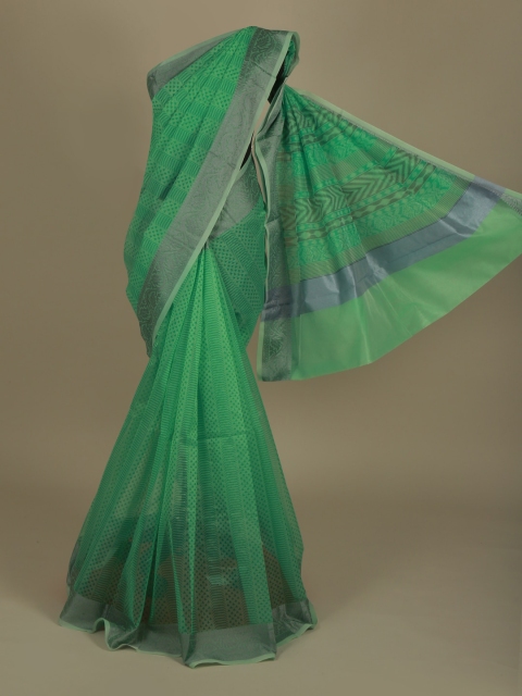 Pothys Green Solid Supernet Saree