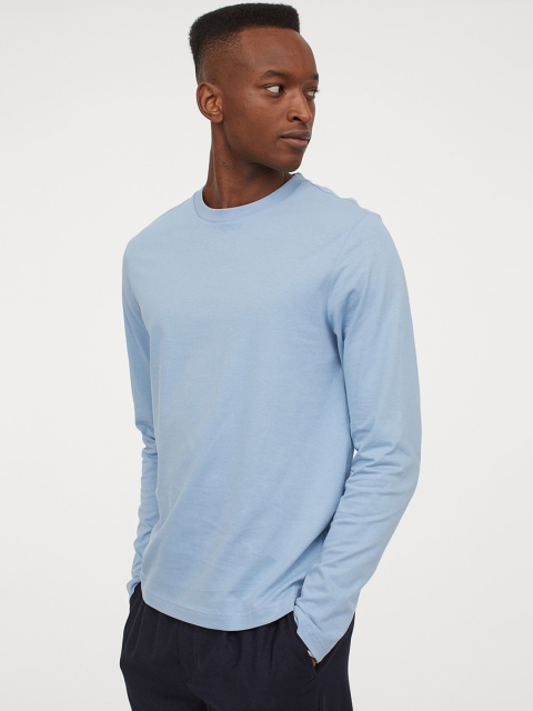 H&M Men Blue Long-sleeved Top Regular Fit