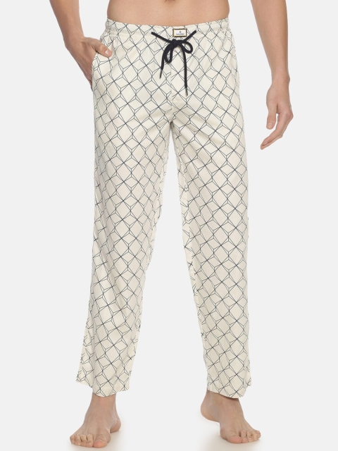 Bene Kleed Men White & Black Printed Lounge Pants
