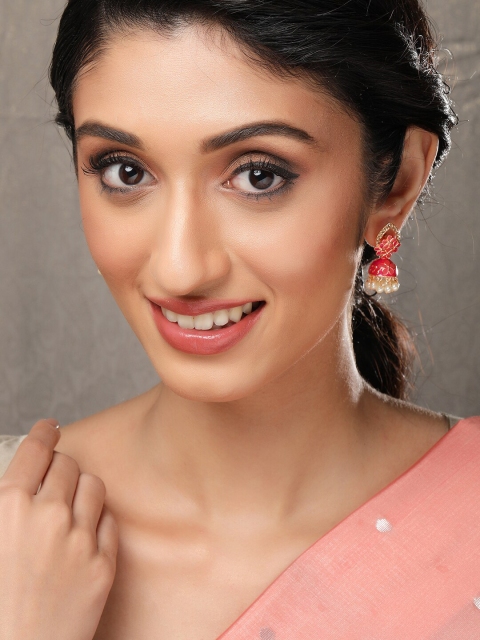 Rubans Rose Gold & Pink Contemporary Jhumkas