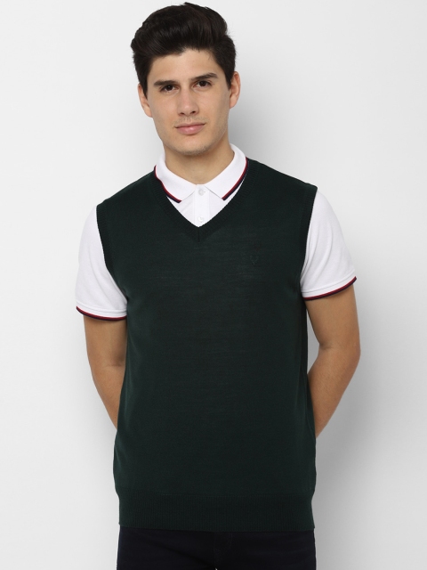 Allen Solly Men Green Solid Sweater Vest