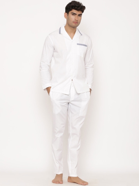 Tistabene Men White Solid Night Suit