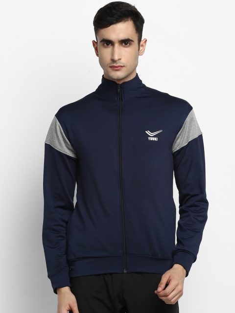 Yuuki Men Navy Blue Colourblocked Sporty Jacket