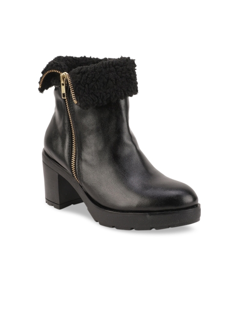 Bruno Manetti Women Black Solid Heeled Boots