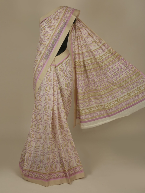Pothys Cream-Coloured Woven Design Supernet Saree
