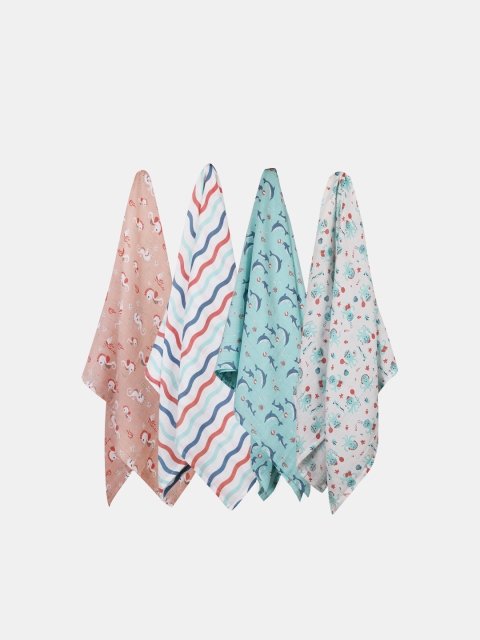Kaarpas Kids Set Of 4 Multicoloured Ocean Dive Printed Organic Cotton Muslin Swaddles, Blue
Kaarpas Kids Set Of 4 Multicoloured Ocean Dive Printed Organic Cotton Muslin Swaddles, Blue