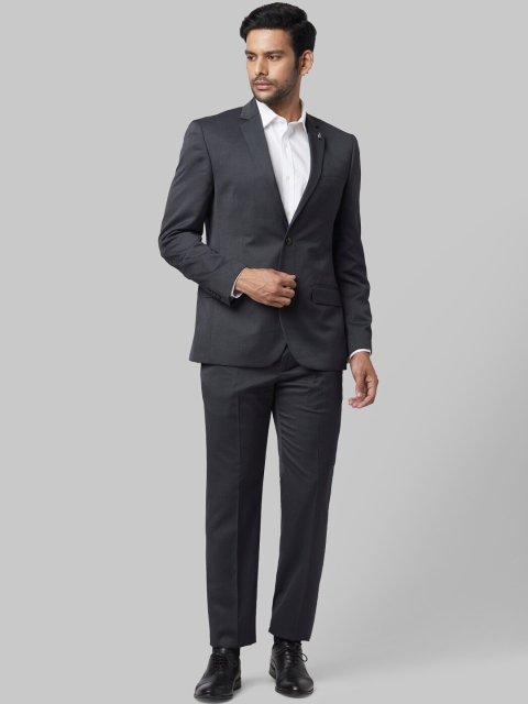 Park Avenue Men Grey Solid Single-Breasted Formal Suit