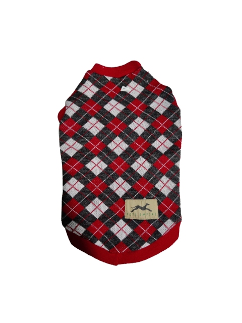 PETS EMPIRE Red & Black Argyle Dog Sweater