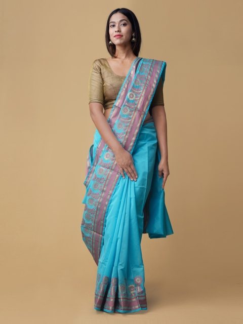 Unnati Silks Blue Printed Banarasi Saree