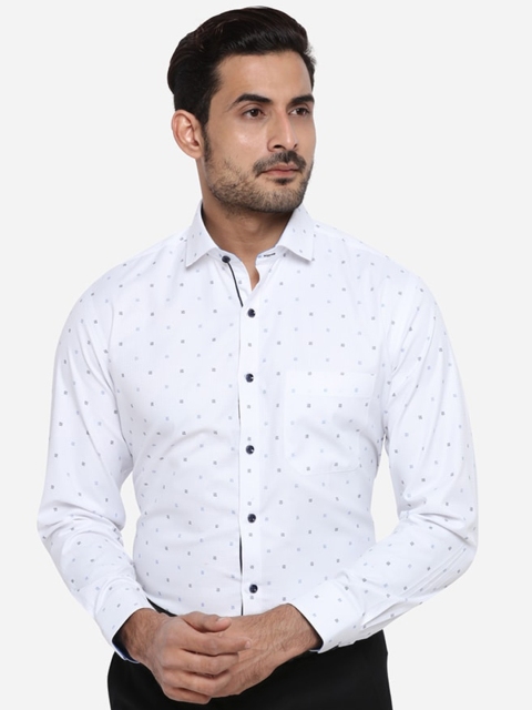 Greenfibre Men White Slim Fit Printed Casual Shirt, Multi