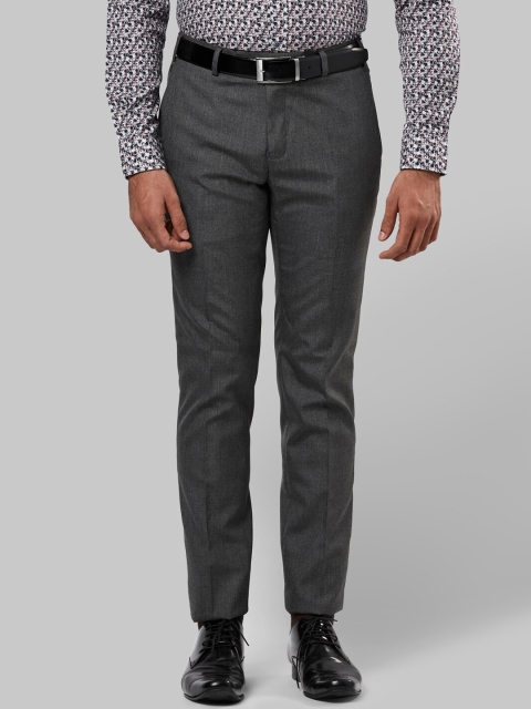 Raymond Men Grey Slim Fit Solid Formal Trousers