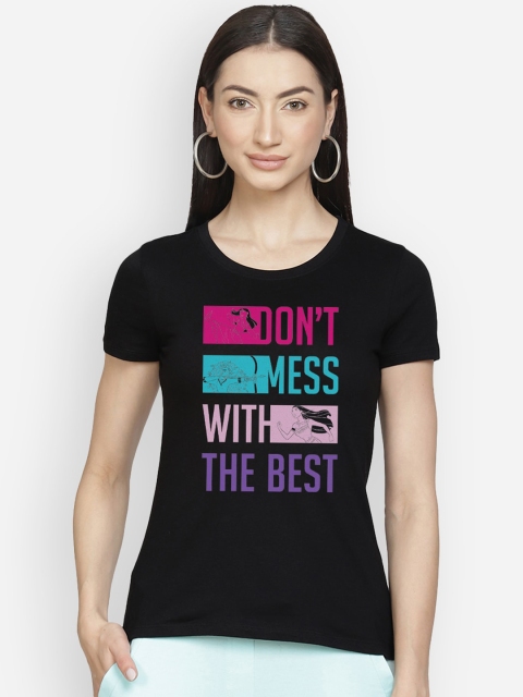 Free Authority Women Black Disney Princess Print T-shirt