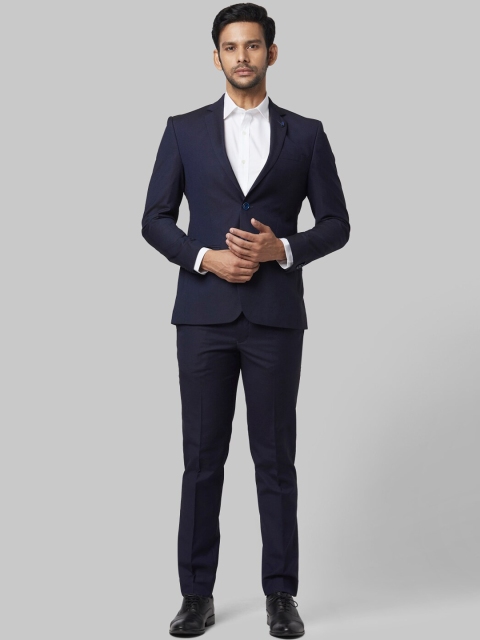 Park Avenue Men Navy Blue Solid Single-Breasted Formal Suit