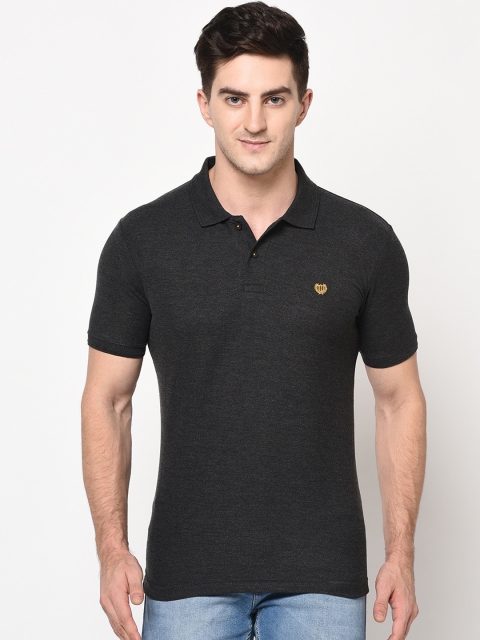Duke Men Grey Solid Polo Collar T-shirt