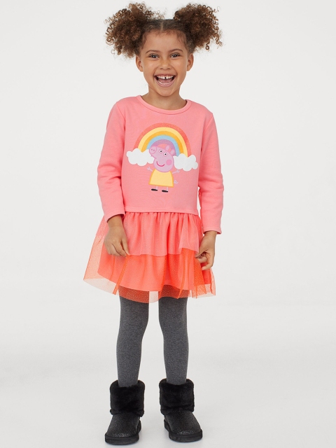 H&M Girls Pink Printed A-Line Dress