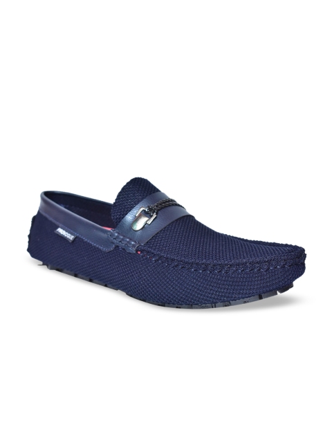 Provogue Men Navy Blue Woven Design Loafers