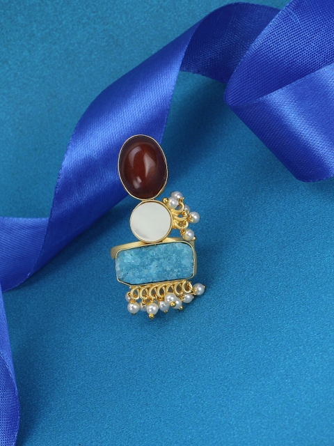 Adwitiya Collection Women Gold-Plated Maroon Semi Precious Stone-Studded Handcrafted Gin & Toniq Adjustable Finger Ring
Adwitiya Collection Women Gold-Plated Maroon Semi Precious Stone-Studded Handcrafted Gin & Toniq Adjustable Finger Ring