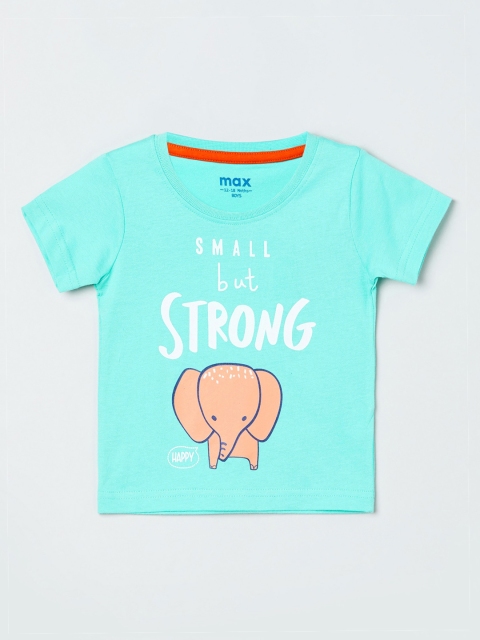 max Boys Blue Printed Round Neck T-shirt