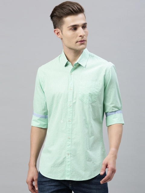 RARE RABBIT Men Green Tailored Fit Checked Casual Shirt