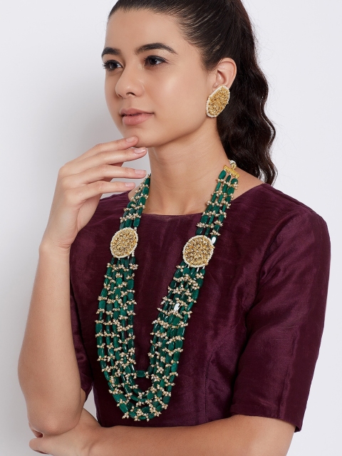 Luxury By ZeroKaata Gold-Plated Green & White Kundan-Studded Beaded Layered Jewellery Set
Luxury By ZeroKaata Gold-Plated Green & White Kundan-Studded Beaded Layered Jewellery Set