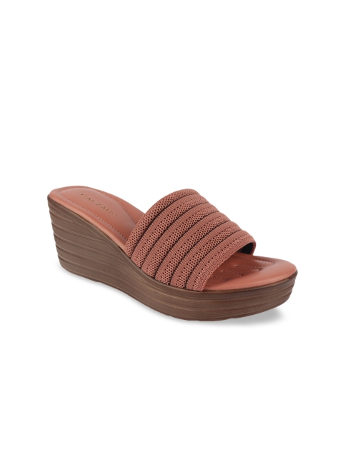 CALZADO Women Pink Woven Design Heels