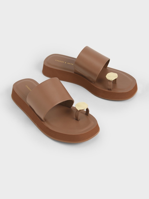 CHARLES & KEITH Women Brown Solid Heels