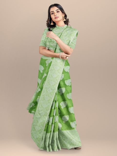 BharatSthali Green Woven Design Banarasi Sustainable Saree