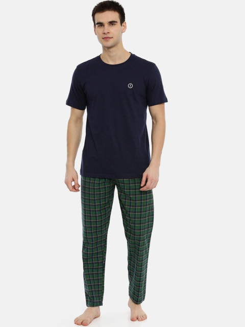 Joven Men Black & Green Checked Night Suit