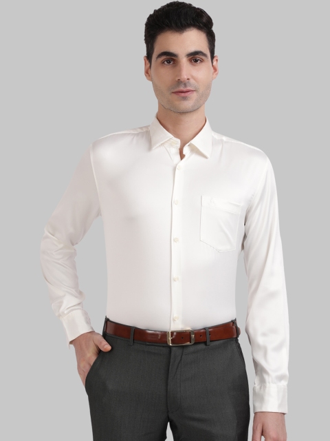 Parx Men White Slim Fit Solid Casual Shirt