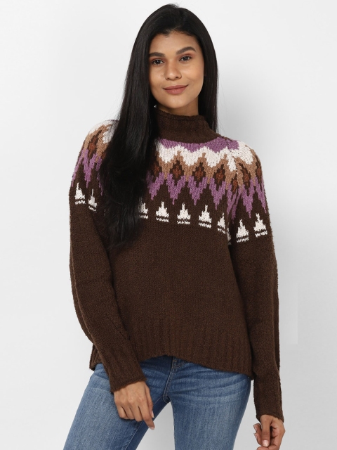 AMERICAN EAGLE OUTFITTERS Women Brown Self Design Pullover