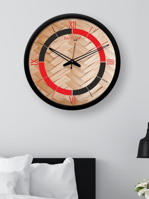 RANDOM Brown & Black Round Printed 30.48 cm Analogue Wall Clock