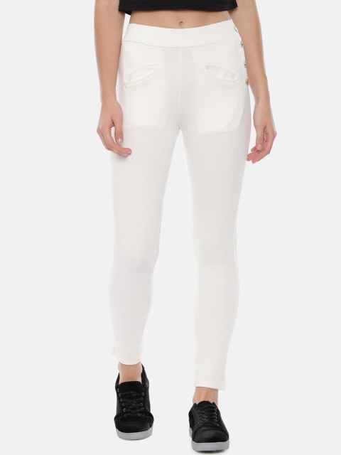 GOLDSTROMS Women Off-White Solid Treggings