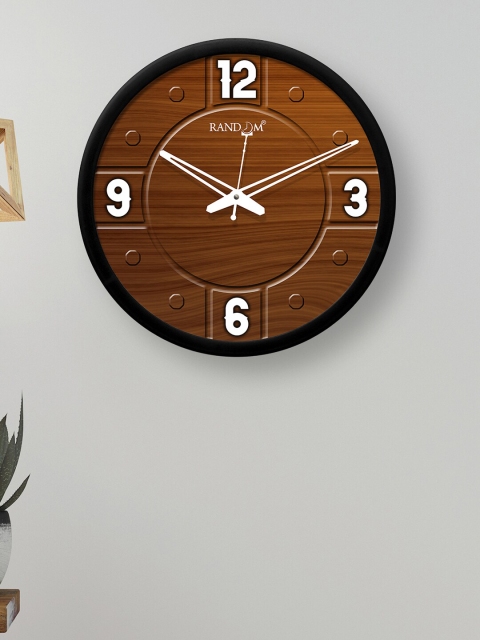 RANDOM Black & Brown Wood Grain Round Shaped 30.48 cm Wall Clock