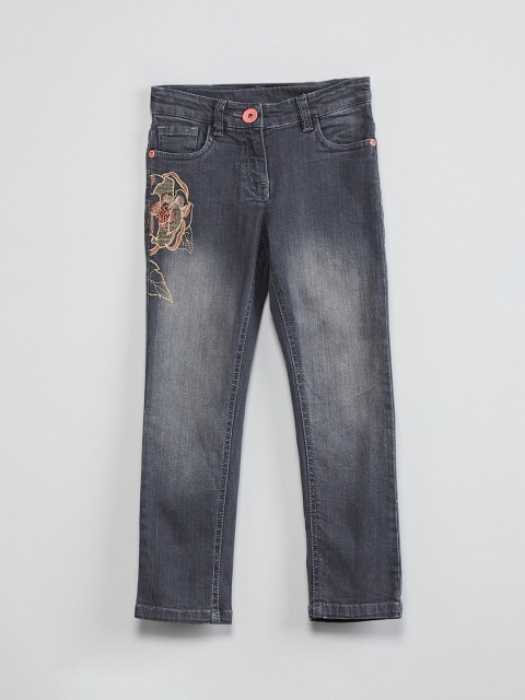 max Girls Grey Regular Fit Mid-Rise Clean Look Jeans