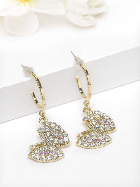 AVANT-GARDE PARIS Gold-Plated & White Contemporary Drop Earrings