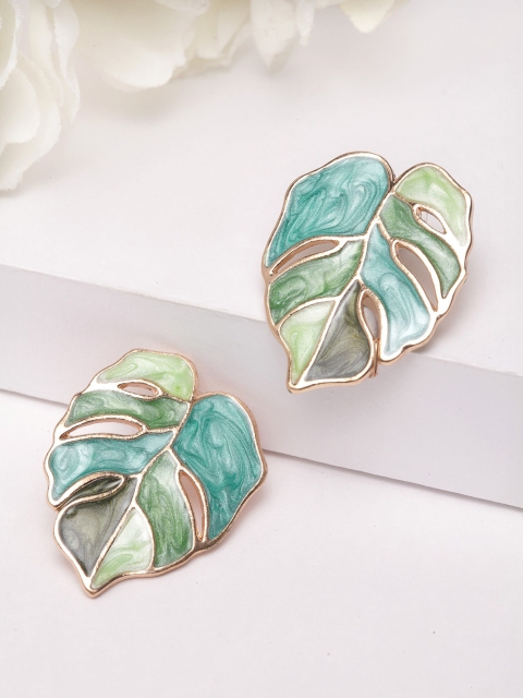 AVANT-GARDE PARIS Green Leaf Shaped Studs