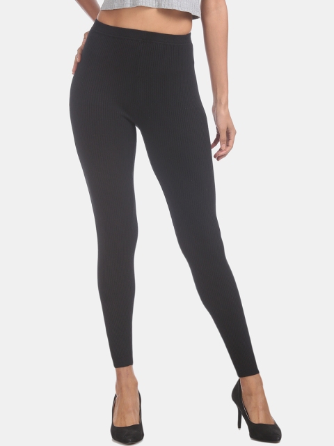 GAP Women Charcoal Grey Rib Knit Stretch Treggings