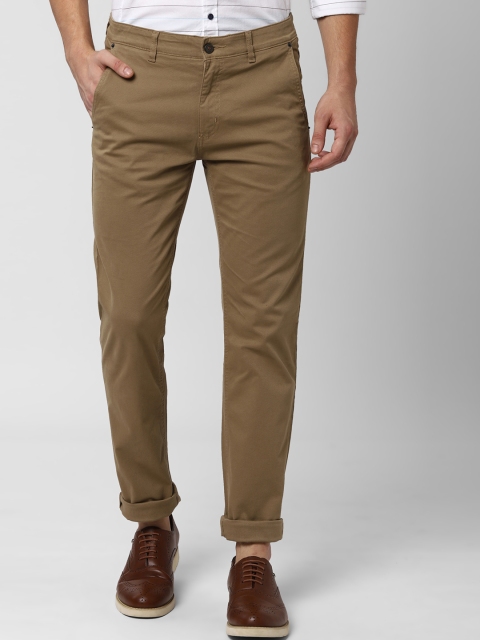 Peter England Casuals Men Khaki Slim Fit Solid Regular Trousers