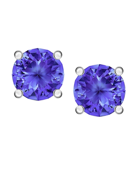SWAROVSKI Blue Rhodium Plated Attract Stud Pierced Earrings