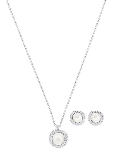 SWAROVSKI Rhodium-Plated Silver-Toned & White Crystal Studded & Pearl Embellished Jewellery Set
SWAROVSKI Rhodium-Plated Silver-Toned & White Crystal Studded & Pearl Embellished Jewellery Set