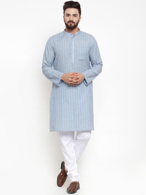 NEUDIS Men Blue & Purple Printed Kurta with Churidar