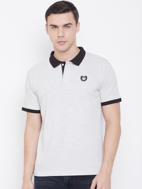 NEVA Men Grey Solid Polo Collar T-shirt
