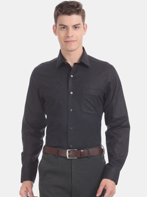Arrow Men Black Regular Fit Printed Formal Shirt