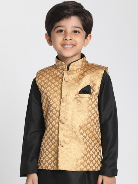 JBN Creation Boys Gold-Toned Woven Design Nehru Jacket
JBN Creation Boys Gold-Toned Woven Design Nehru Jacket