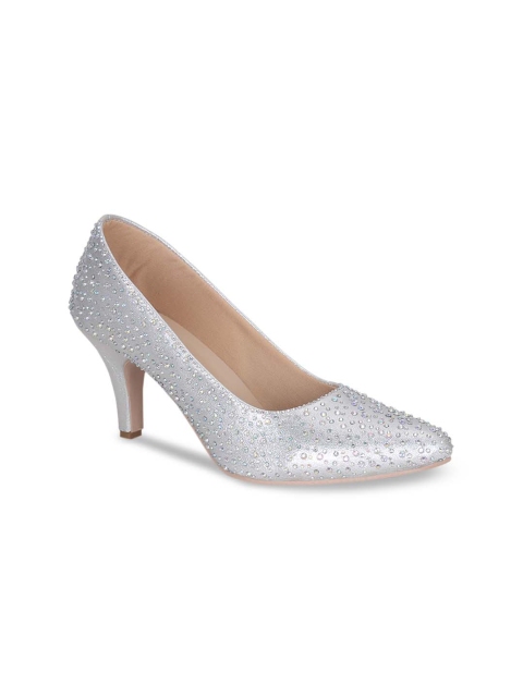 Get Glamr Women Silver-Toned Embellished Stilettos